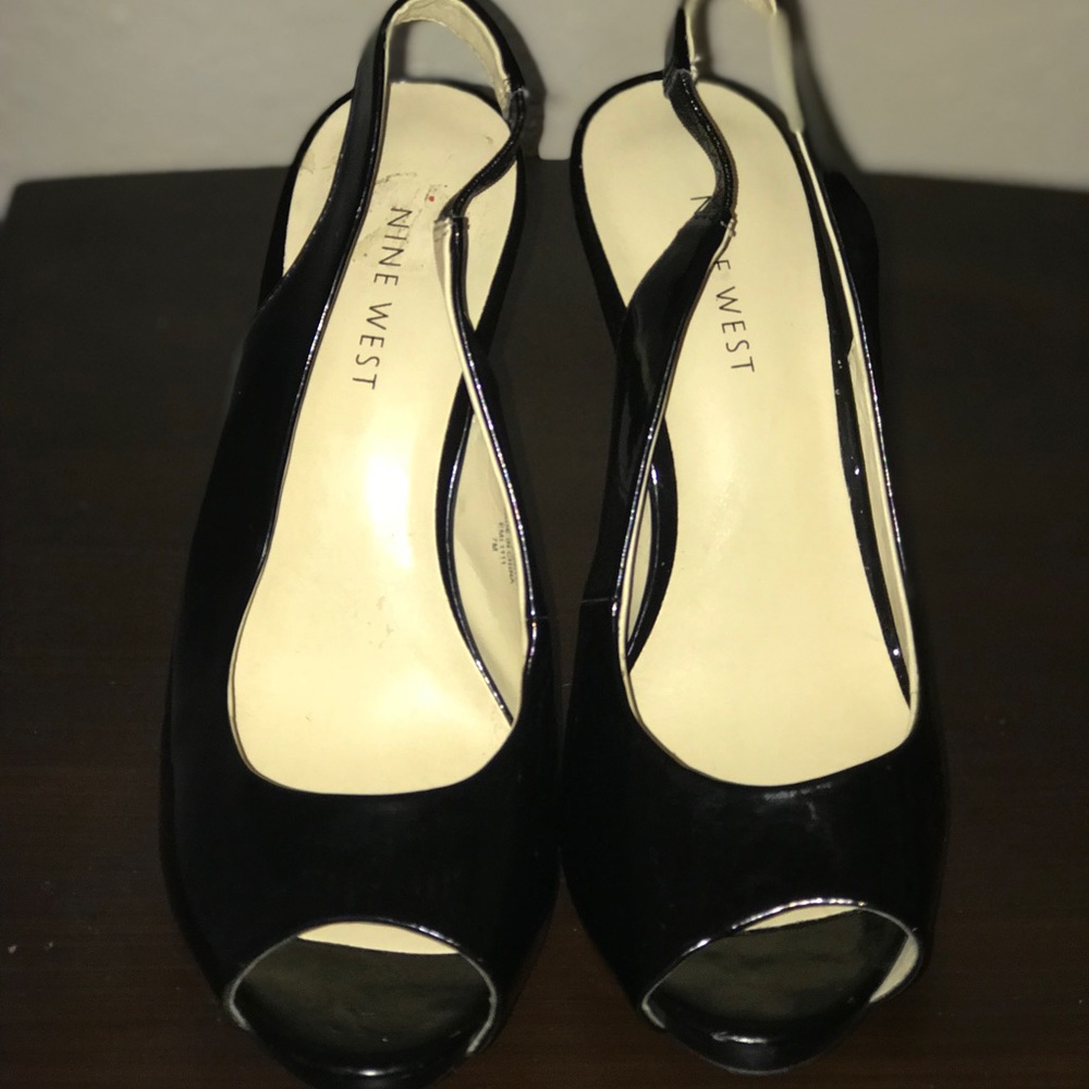 Patent Black Slingbacks